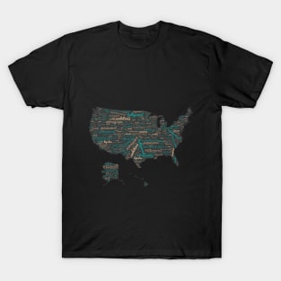 Maps of united states of America in words T-Shirt